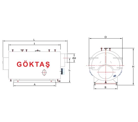Fire Tube Hot Water Boiler - Technical Drawing