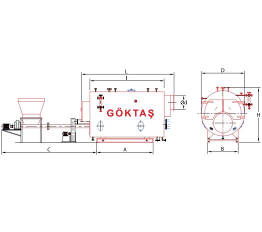 Solid Fuel Steam Boiler - Technical Drawing